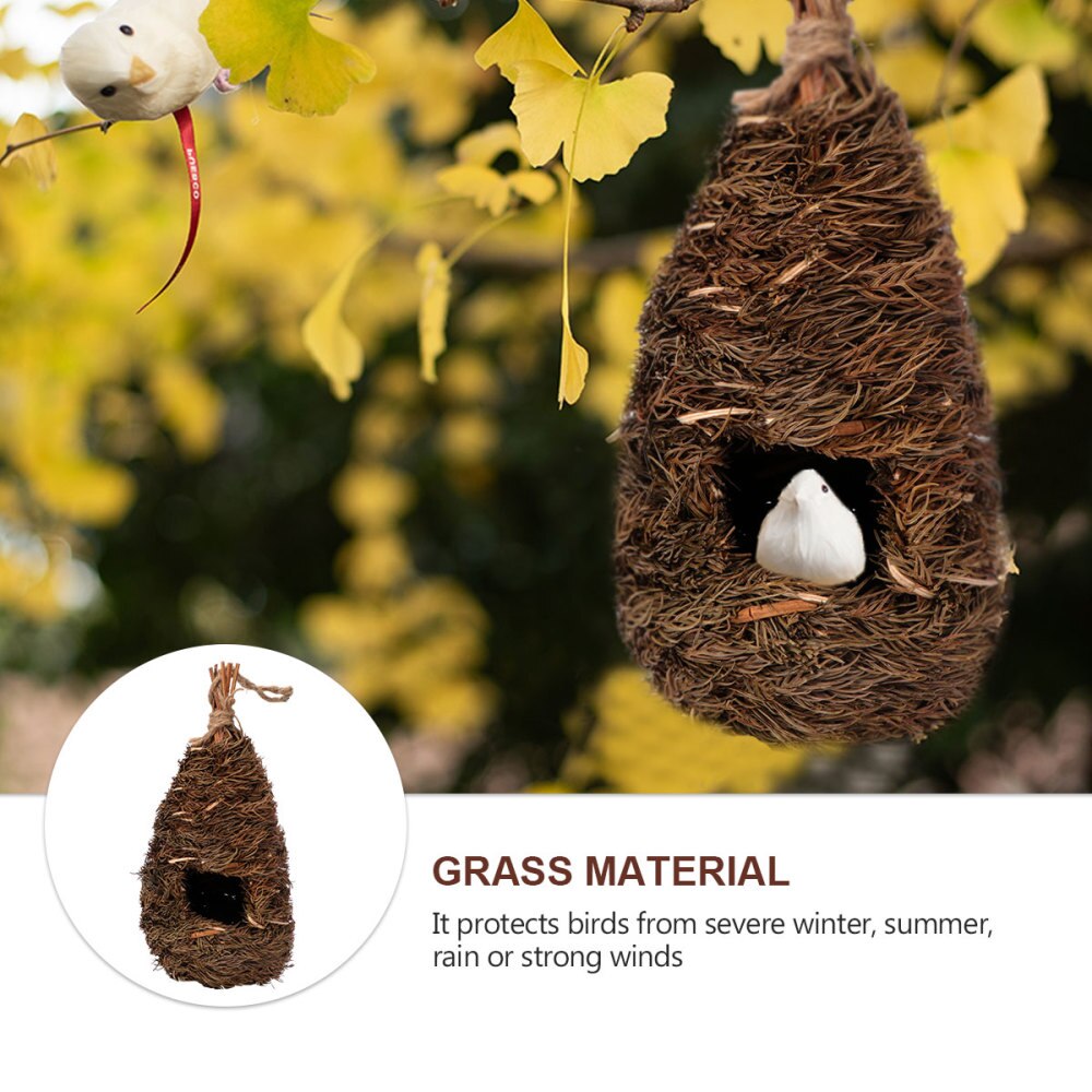 Fait main nid d'oiseau gourde en forme d'oiseau maison jardin décoration vert foncé