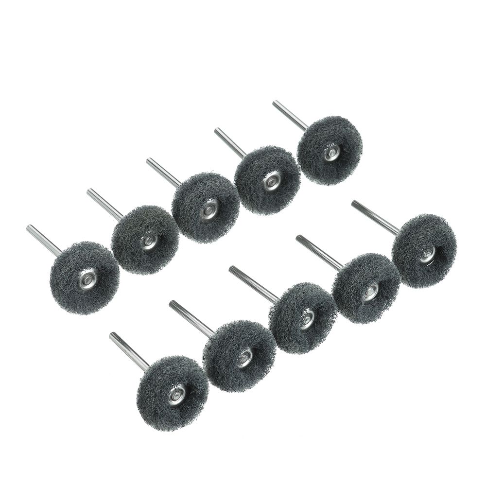 Mini cepillo abrasivo para taladro, rueda de pulido de nailon con vástago de 3mm para herramienta rotativa Dremel, juego de accesorios, 10 unids/paquete: grey