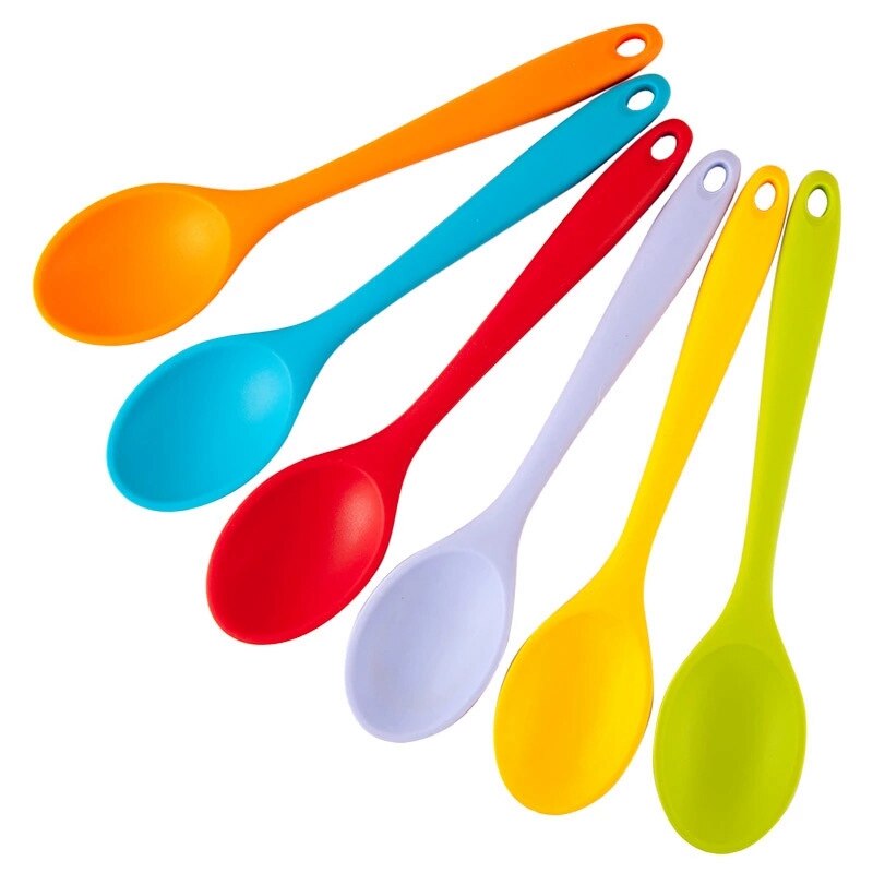 Large Silicone Spoon Home Use Long Handle Spoon High Grade Mixing Ladle Cooking Kitchen Soup Spoons Tableware Kitchen Dining Bar