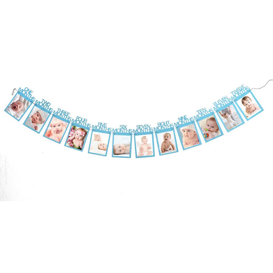 Frame Kids Birthday Decorations 1-12 Month baby Photo holder Photo Banner Monthly Photo Frame Wall baby Photo folder