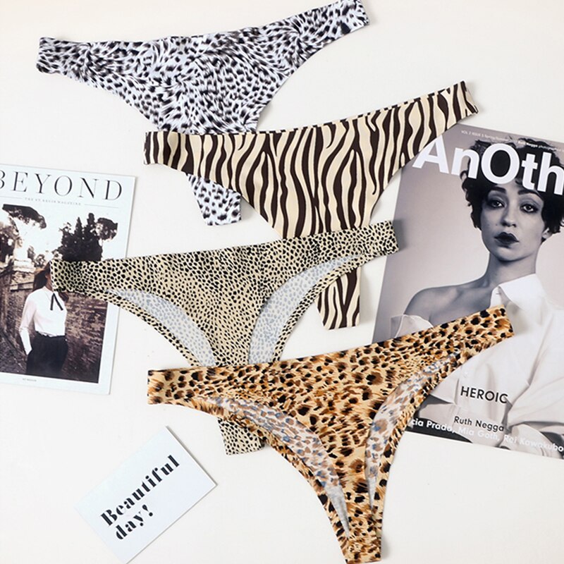 Culotte pour femmes, sous-vêtement imprimé d&#39;animaux, sans couture, string sans Trace, Lingerie, G-string, M-XL