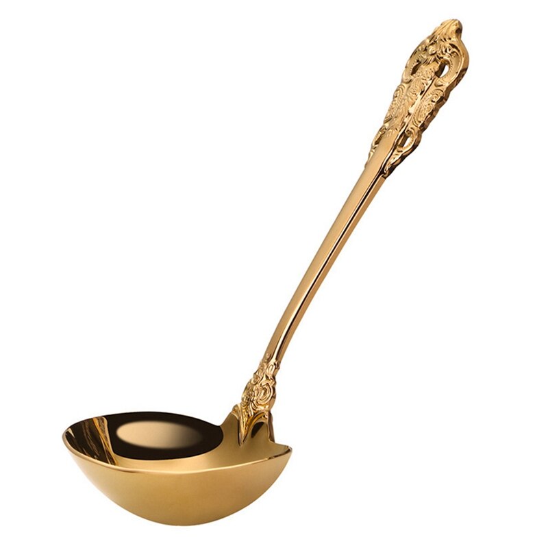 Gorgeous 304 Stainless Steel Gravy Spoon, Antique Small Spoon for Stirring, Mirror Finished Soup Ladle Spoonn: Gold