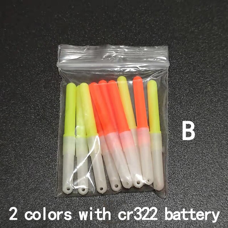Palos de luz de 10 piezas, luz verde/rojo, CR322 CR425 funciona con batería, LED luminoso, flotador, aparejos de pesca nocturna B276: 2 colors B and cr322