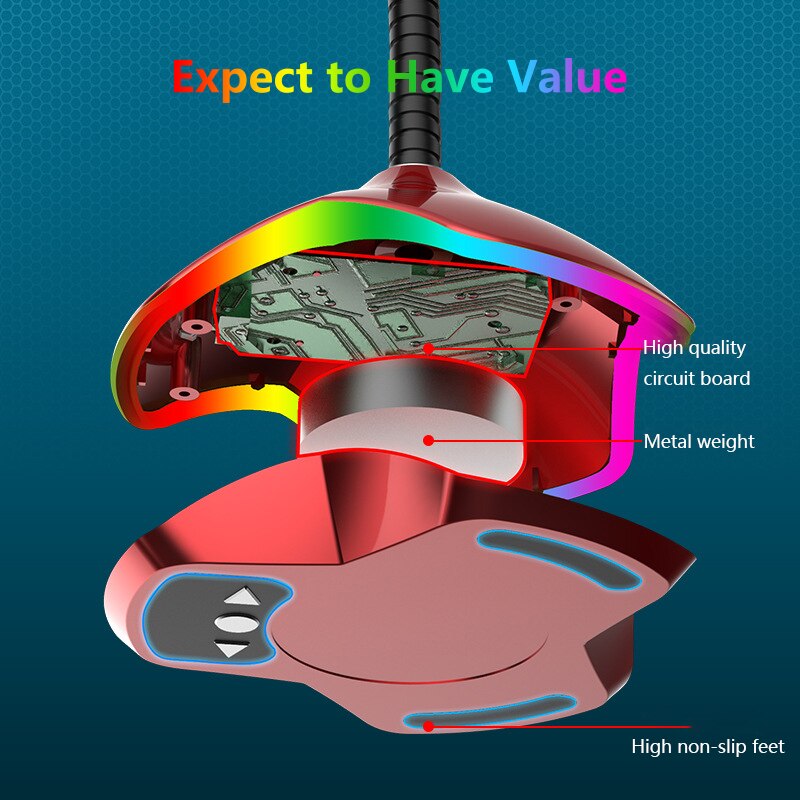 Multi-angle adjustment condenser microphone noise reduction and anti-interference gaming microphone RGB computer microphone