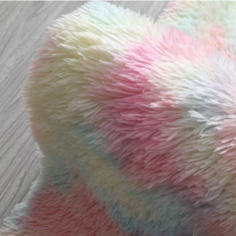 Regnbue plys fluffy tæppe gradient tie-dye plys tæppe stue gulvtæppe gulvmåtte soveværelse sengenet karnap vindue tæppe boligindretning