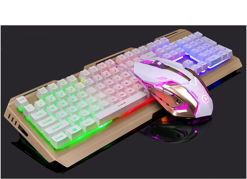 Wrangler V1 Suspended Keycap USB Wired Ergonomic Backlit Gaming Keyboard and Mouse Set ,Mechanical Feel,Aluminium Alloy Panel