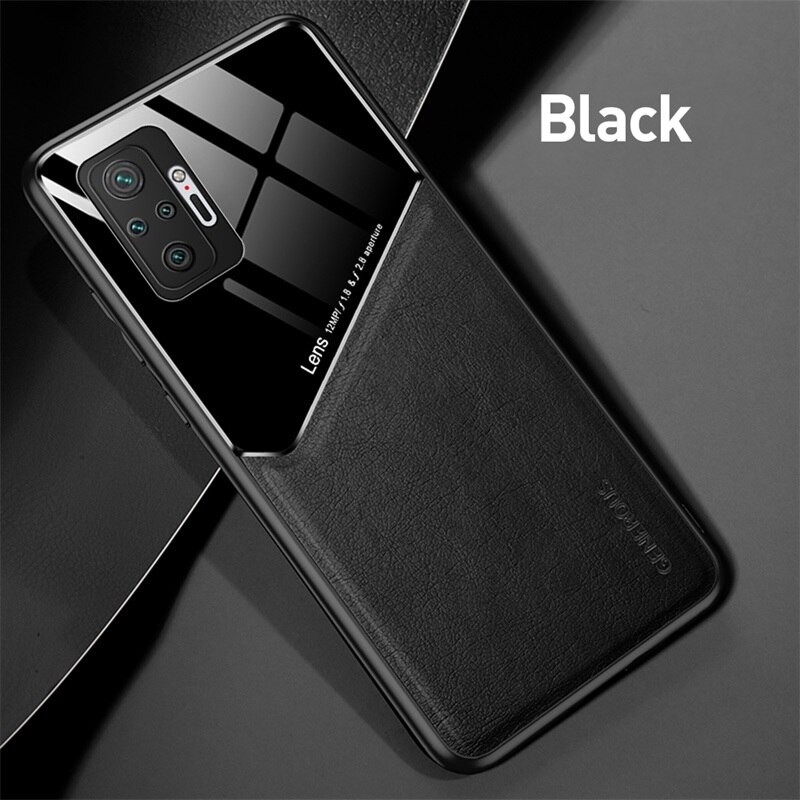 for redmi note 10 pro case leather texure car magnetic holder covers for xiaomi redmi note10 pro silicone frame shockproof coque: for Redmi Note10 Pro / black