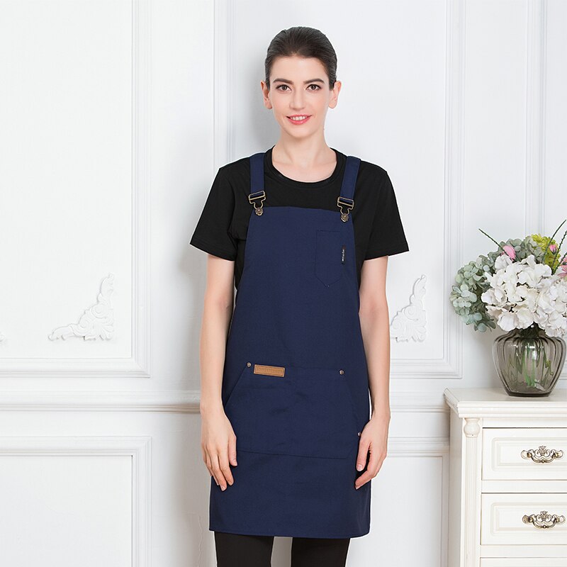 Men Women Adjustable Chef Apron Hotel BBQ Cafe Catering Food Service Restaurant Uniform Bakery Waiter Kitchen Work Apron: Blue