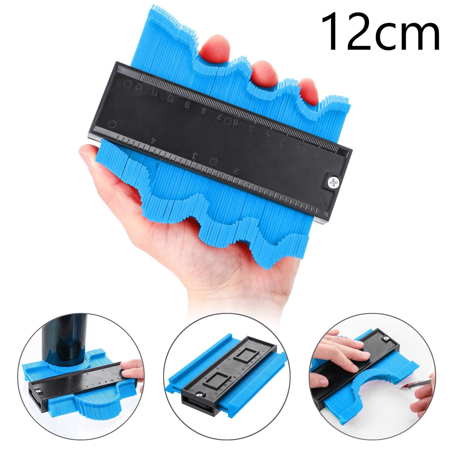 12/14/25cm Contour Gauge Plastic Profile Copy Contour Gauges Standard Wood Marking Tool Tiling Laminate Tiles General Tools: 12cm blue