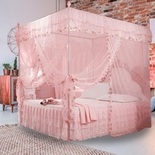 Luxe Prinses Hemelbed Gordijnen 3 Side Openingen Post Bed Gordijn Canopy Netting Klamboe Beddengoed Geen Beugel Thuis Leveranties