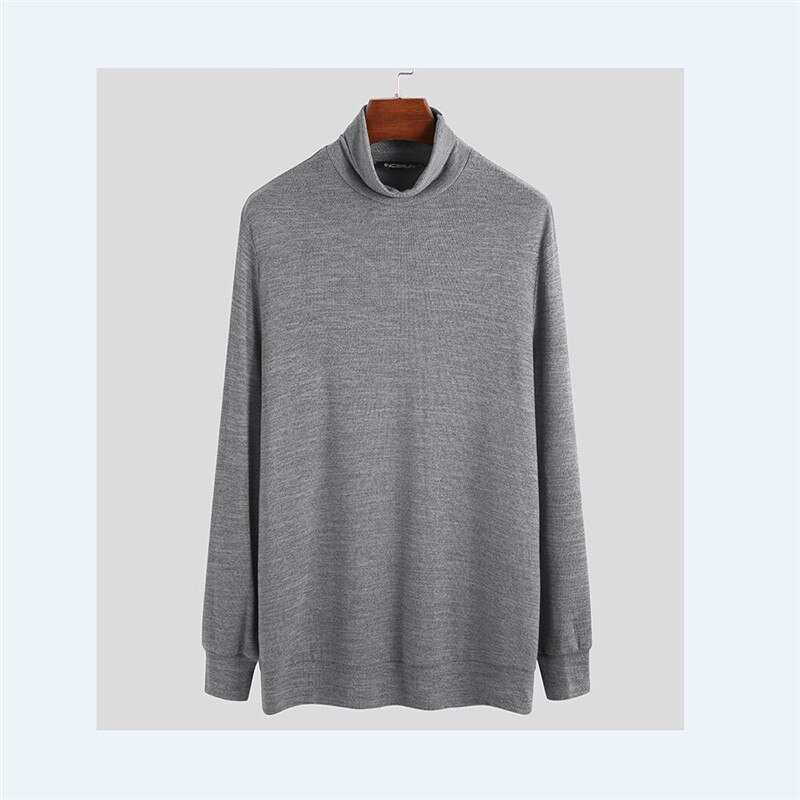 Pull à col roulé en coton pour homme, vêtement et fin, résistant, nouveauté hiver: Gris / XXL