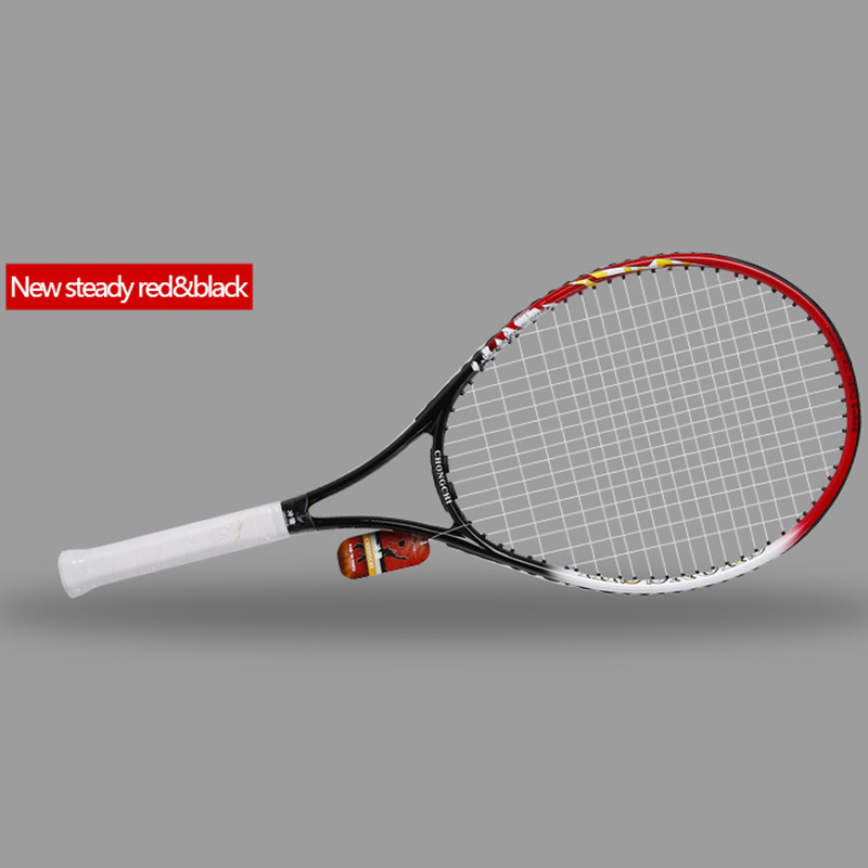 Raquete de tênis profissional de fibra carbono com saco de corda raquete treinamento pickleball padel raquetes esportes para homens: New steady red