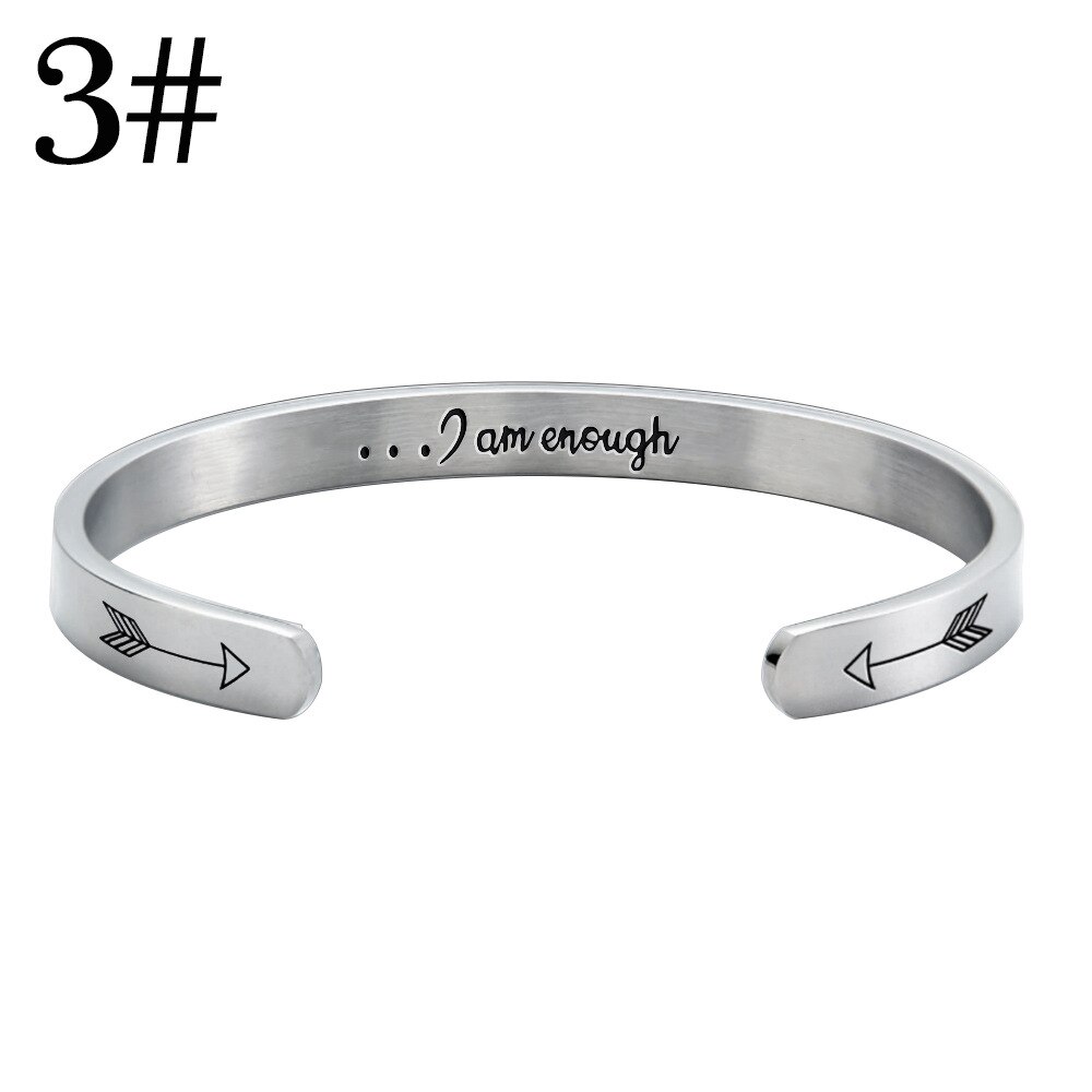 Nuovi braccialetti del braccialetto del polsino della superficie di larghezza di 6mm per le donne uomini argento acciaio inossidabile ispiratore continua andare braccialetti regali gioielli: 3