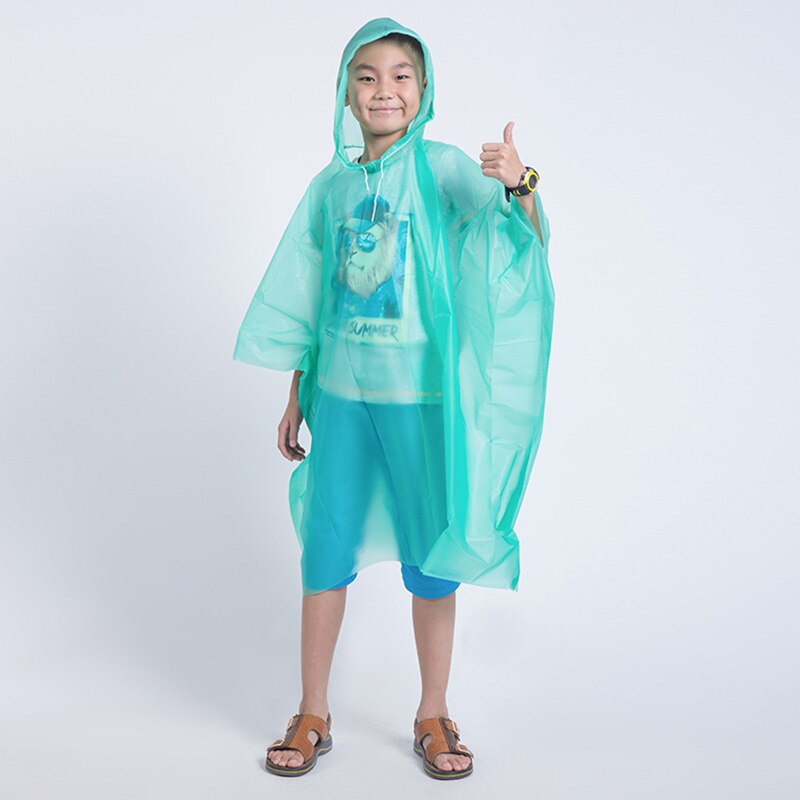 Chubasquero desechable para niños, impermeable, transparente, capa de chuva infantil, ropa de lluvia para niños, chubasquero para Camping: Verde