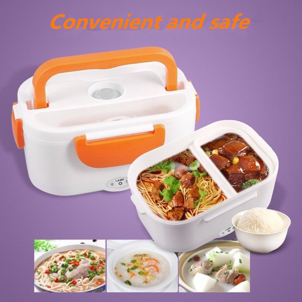 Elektrische Lunchbox Met Lepel Draagbare Elektrische Verwarming Voedsel Heater Rijst Container Voor Kantoor Auto Lunchbox Keuken Servies