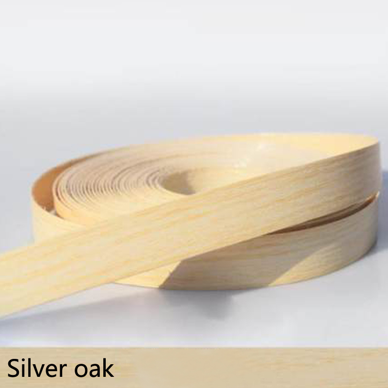 Borde de bandas de PVC decorativo de chapa de madera autoadhesivo de 10M y 2cm para muebles, armarios, mesas de oficina, bordes de superficie de madera: Silver oak