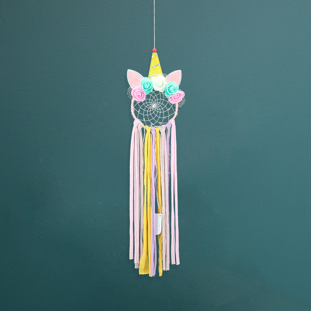 LED Kleurrijke Veer DreamCatchers Nordic Windgong Auto Kinderkamer Dream Catcher Balkon Wanddecoratie Opknoping Ornamenten