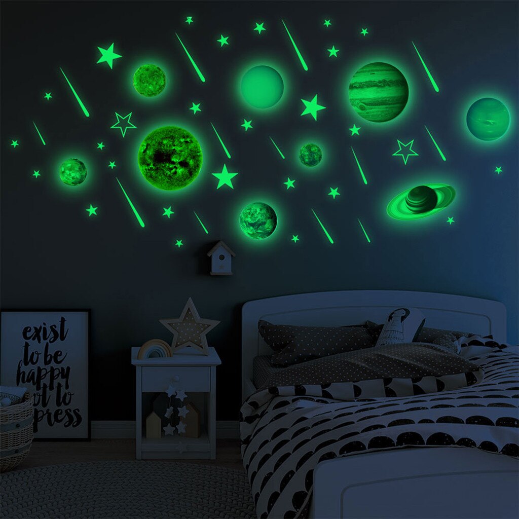 Planet Solar Dinosaur Fluorescent Wall Stick The Universe Planet Children Room Bedroom Luminous Wall Stickers