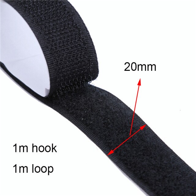 1pair Self Adhesive Hook and Loop Tape Velcros Adhesive Sticker Velcros Nylon with Gue Fabric Tape for Sewing 16/20/25/30/50mm: 20mm black 1pair