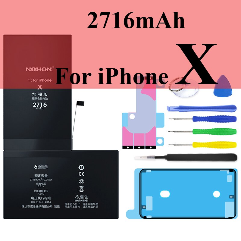 Nohon Batterie Für Apple iPhone 6S 6 5s 7 8 X Xr Xs Max 4 4s Echt kapazität Batterien + Werkzeuge Für iPhone 6S 6 5s 7 8 X Xr XsMax 4 4s