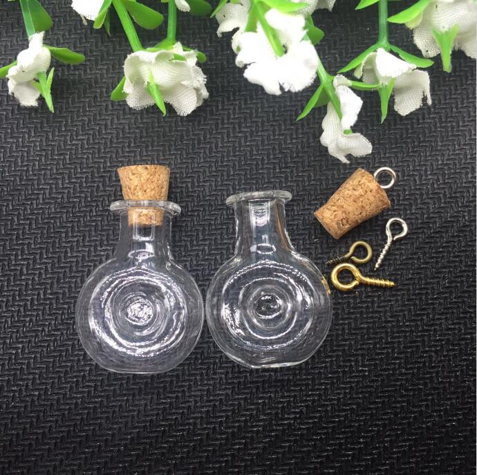 10pcs/lot round heart square stars Teardrop Shape Mini Glass bubble Bottles Jars with Cork stopper Wish Note Craft Bottle: Gold-color