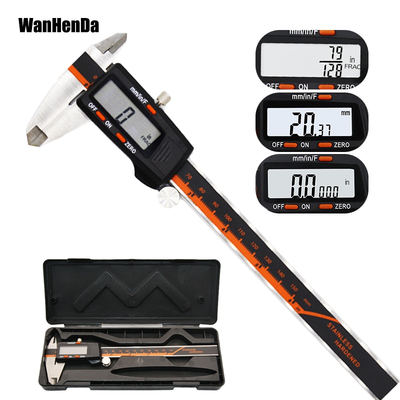 Stainless Steel Digital Display Caliper 6 inch 150 mm Fraction/MM/Inch High Precision LCD Vernier Caliper Measuring tools Gauges