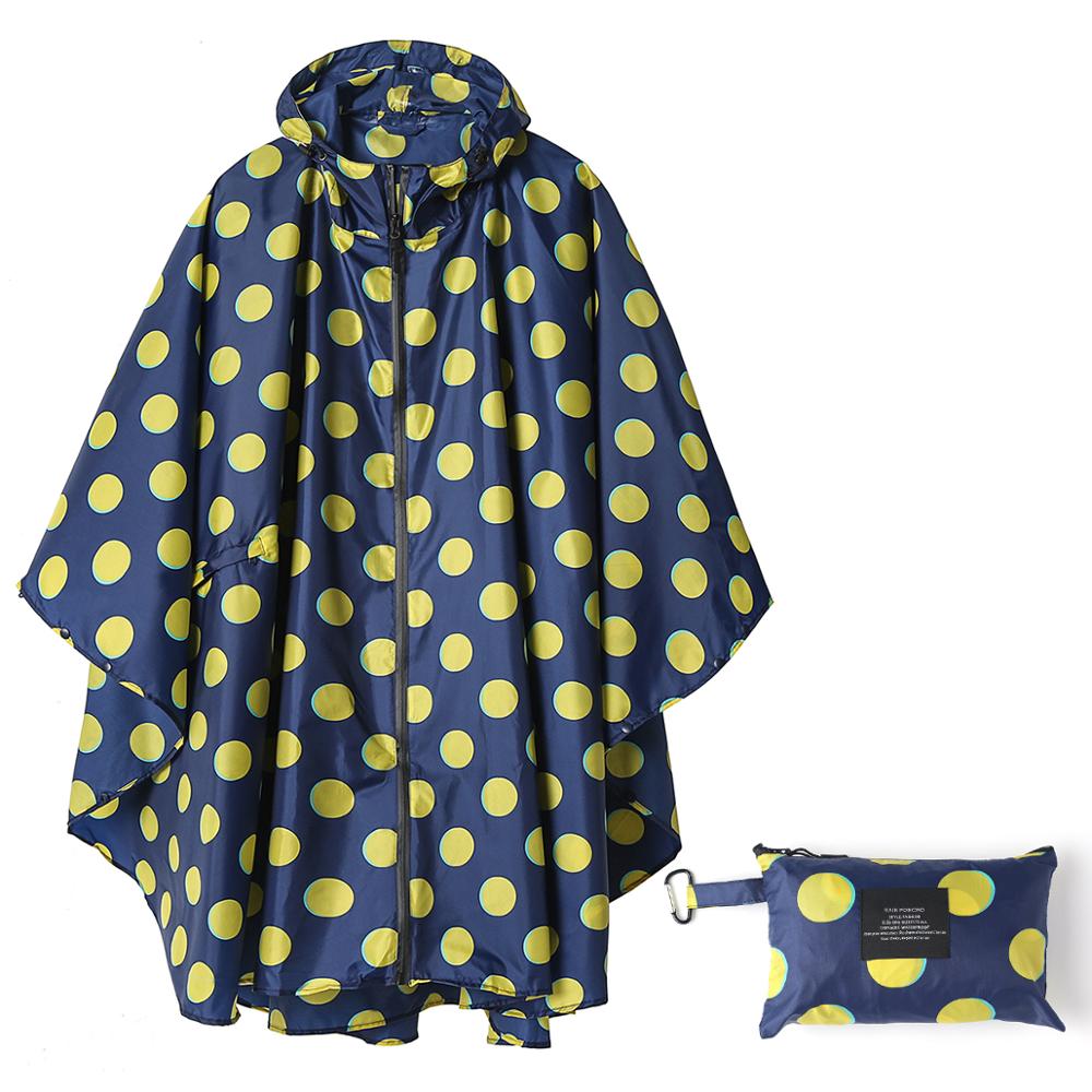 Hupullinen sadetakki poncho vedenpitävä aikuisille miehille naisille taskuilla: Keltainen piste
