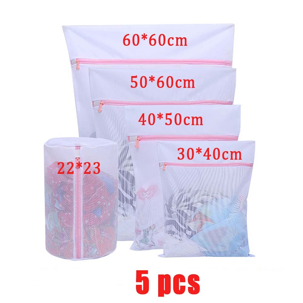 Waszak huishoudelijke waszakken met rits delicate bh's lingerie slipjes waszakken ondergoed kleding opbergruimte voor thuis: 5 stuks