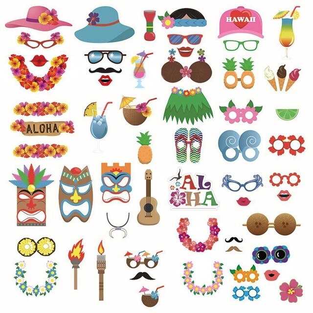 Hawaii Strand Mexiko Party Aha Foto Verkaufsstand Requisiten für Flamingos/Bachelorette Party Photobooth Hochzeit Dekoration Party Lieferungen: 60Stck