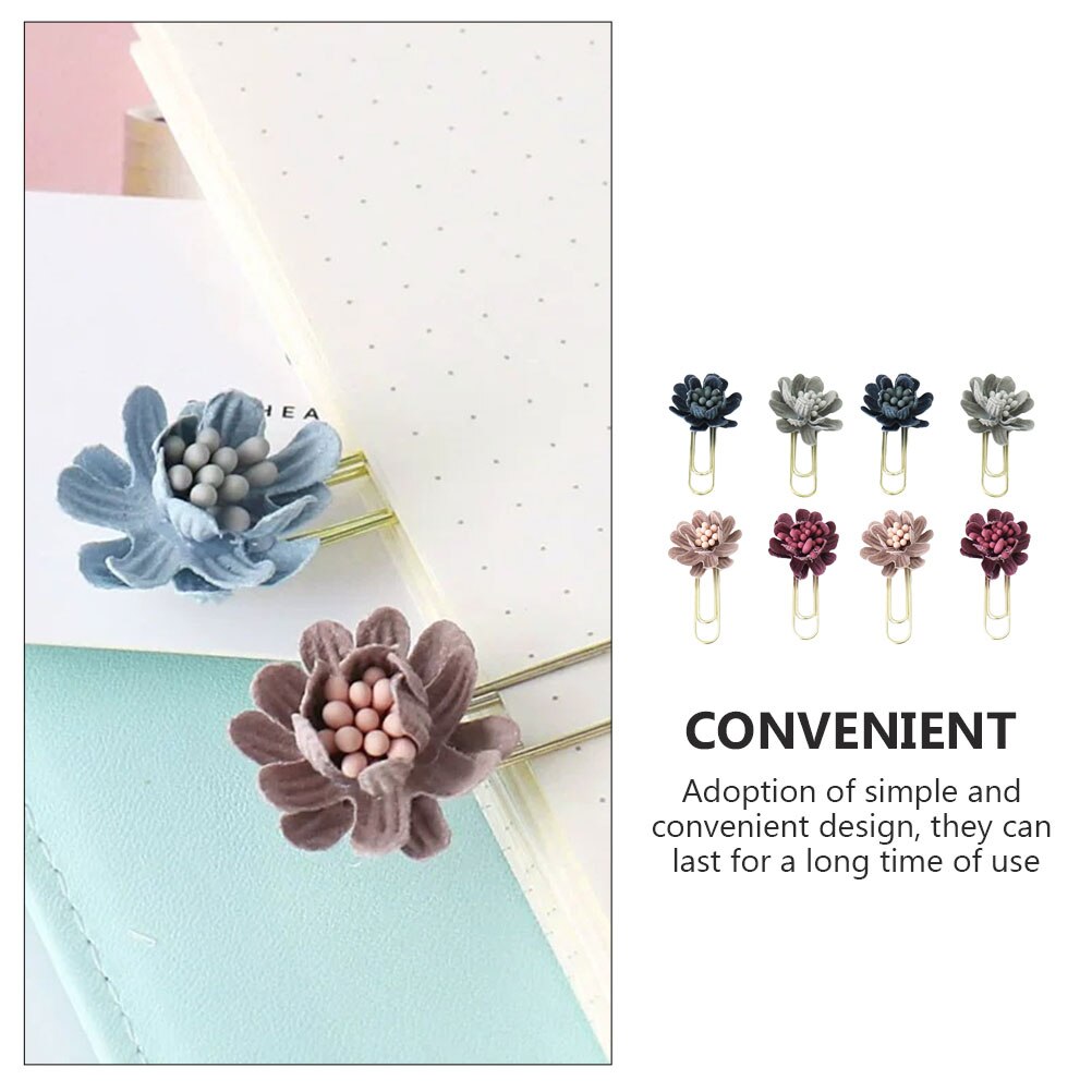 8 Stuks Bloem-Vorm Paperclip Creatieve Papier Klemmen Document Organiseren Clips