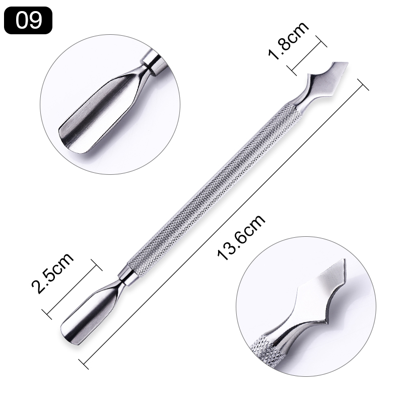 Nail Cuticle Pusher Tweezer Cutter Nipper Clipper Dead Skin Remover Predicure Nail Art Tool Dual-ended Anti-slip Handle: Pattern 27