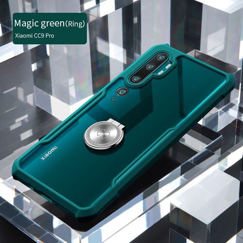 For Xiaomi Mi Note 10 Case XUNDD Airbags Shockproof Transparent Back Cover for Xiaomi CC9 Pro capa for Xiaomi Note10 Pro чехол: for XM Note 10 Pro / Magic Green-withRing