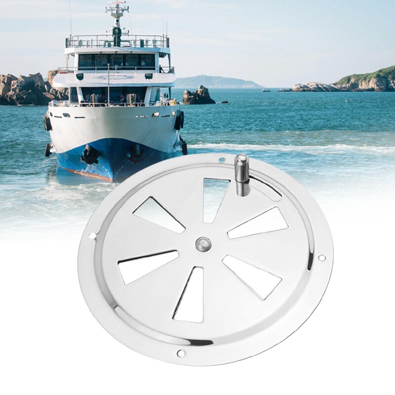 Rustfrit stål 316 båd marine luftventil spjæld gitter dæksel 128mm ventilations lamel ventilator låg justerbar udstødningsventil