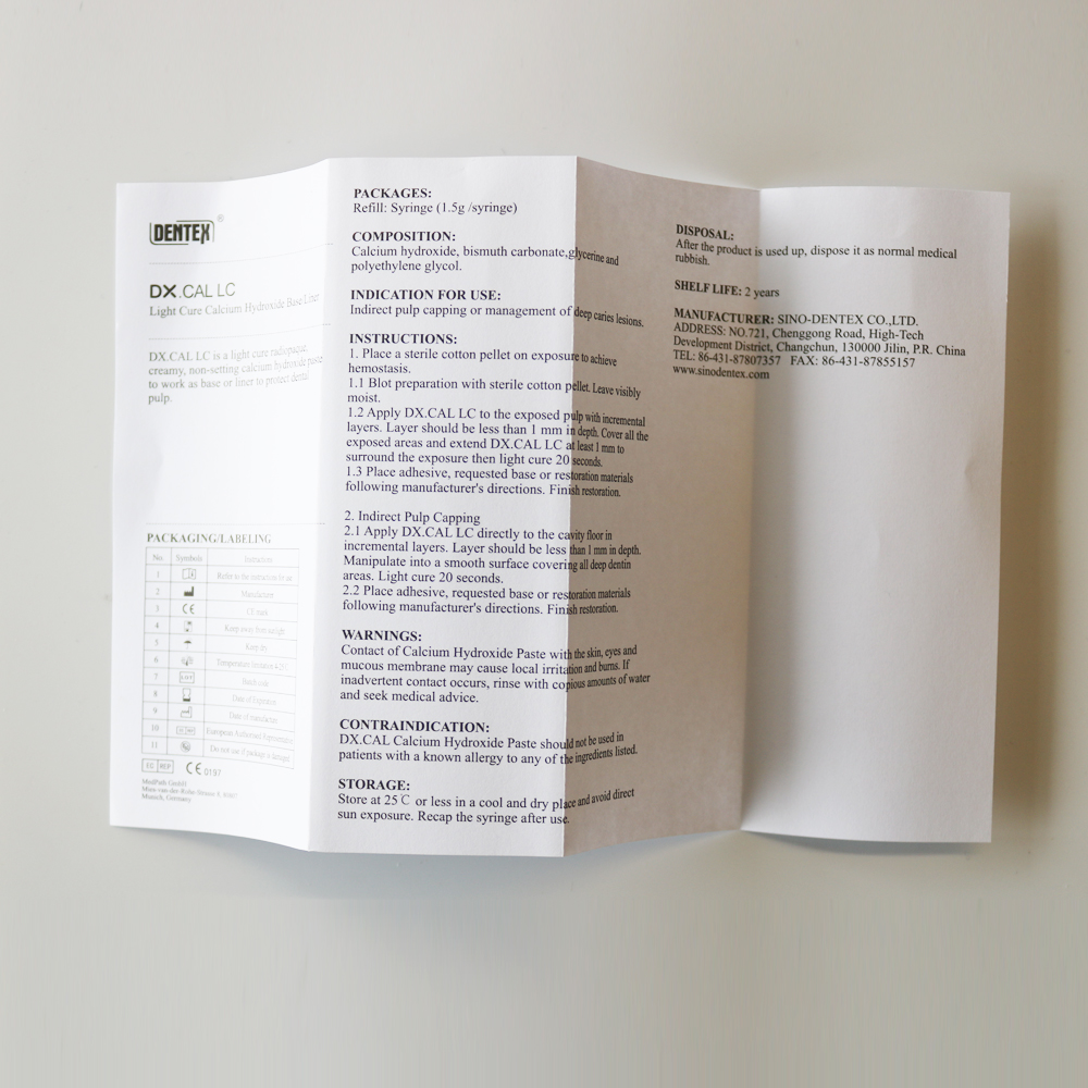 Hidróxido de calcio de curado ligero DX, material Dental de 1,5g, 1 unidad por caja
