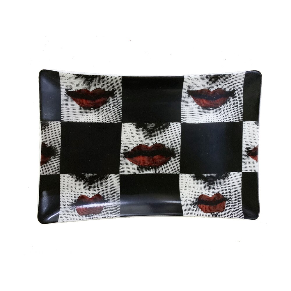 Ceramic Decoration Plate Face and Lips Pattern Jewelry Dish Home Trays Decorative Ceramic Room Decor: 6