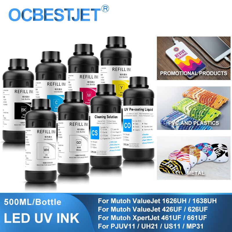 500ML LED UV tusz do Mutoh PJUV11 UH21 US11 MP31 dla ValueJet 426UF 626UF 1626UH 1638UH XpertJet 461UF 661UF tusz utwardzalny UV