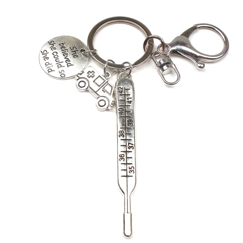 Mode Arts Aid Kit Mini Spuit Thermometer Ambulance Tandarts Angel Stethoscoop Sleutelhanger Geneeskunde Graduate Souvenir