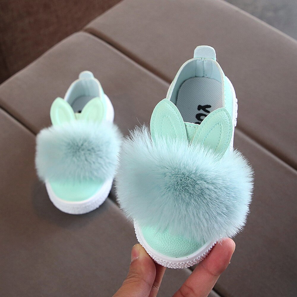 Toddler Children Kids Baby girls boots Rabbit ears Fur Sneaker Girls Cute Bunny Soft Anti-slip Shoes bottes enfant fille