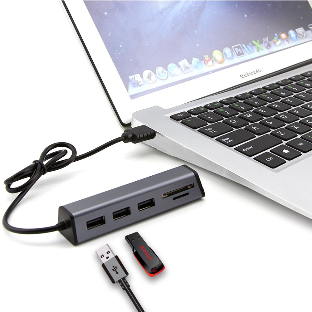 5 puertos Hub USB 2,0 con interfaz Micro titular de teléfono adaptador/divisor USB para computadora Flash lector de tarjeta