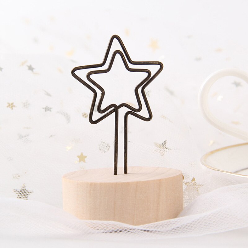 rond en bois Note Photo cadre pince numéro de Table porte-Photo de mariage pince Photo jwjz8: Pentagram