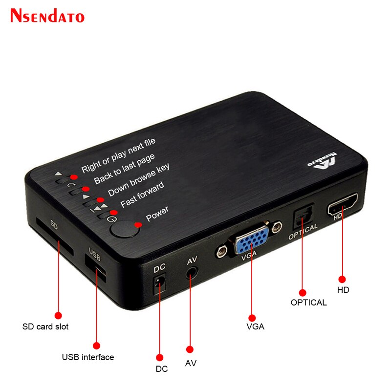 Mini Full Hd Media Multimedia Speler Autoplay Usb Externe Hdd Media Player Met Autolader Hd Vga Av Voor Sd U Disk Mkv Rmvb