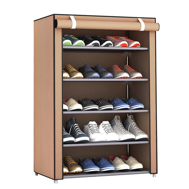 Non-Woven Fabric Shoe Rack Shoe Cabinet Shoe Shelf Home Organization Shoes Hanger Space Save Household Supplies Slipper: six layers coffee