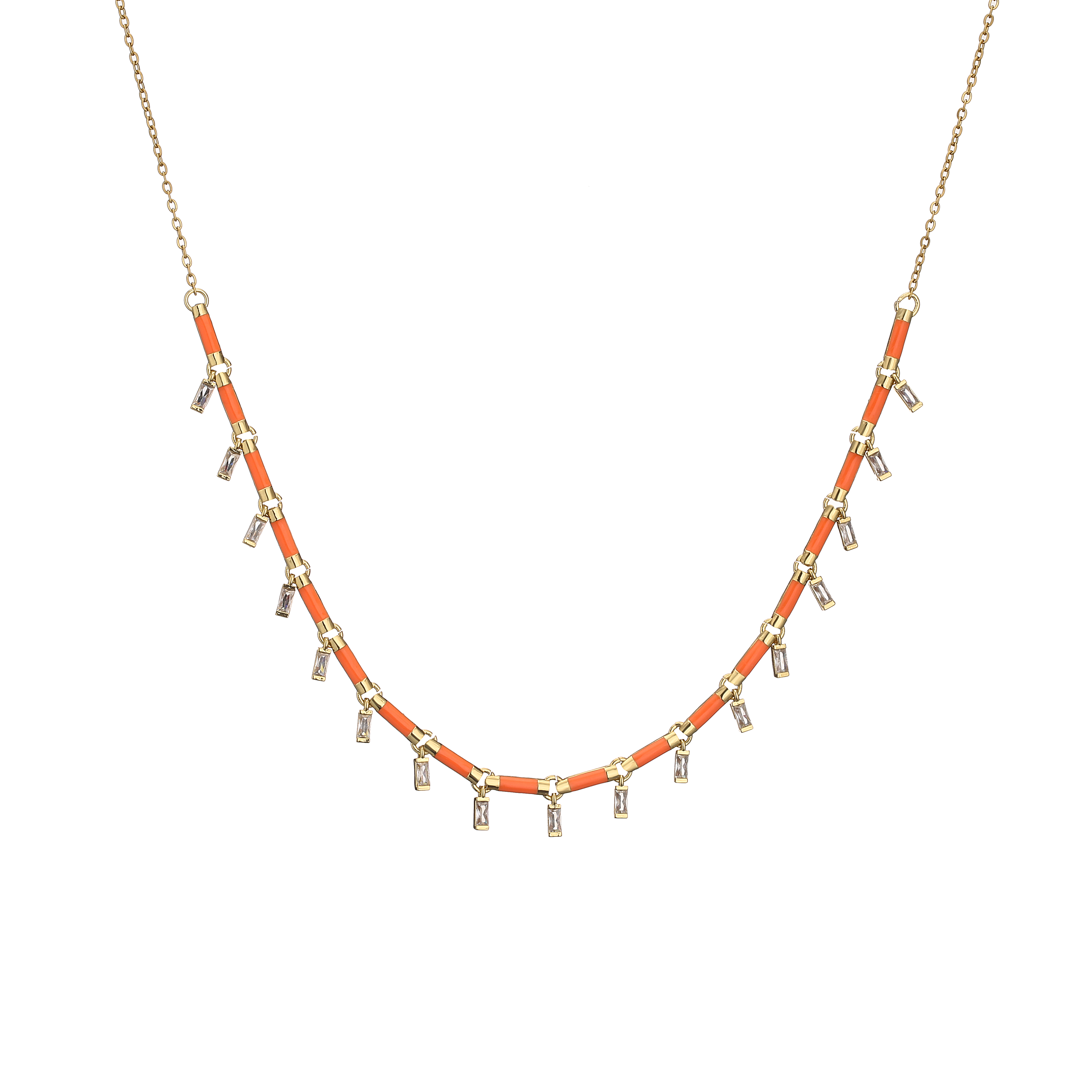 HECHENG, collier ras du cou à pampilles en émail coloré plaqué or 18 carats, collier à breloques étoile rectangulaire pour femmes: Rouge rouille
