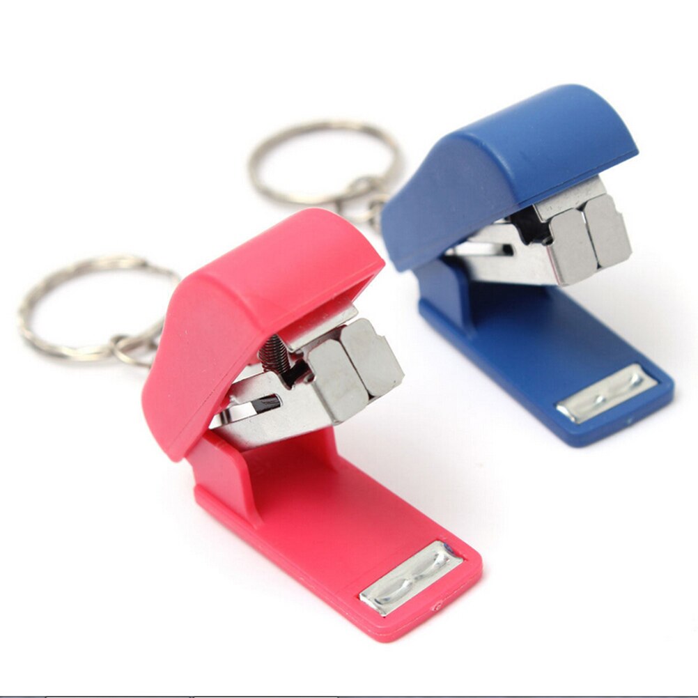 1pc papier reliure reliure trombone Mini agrafeuse avec porte-clés école bureau fournitures papeterie couleur aléatoire