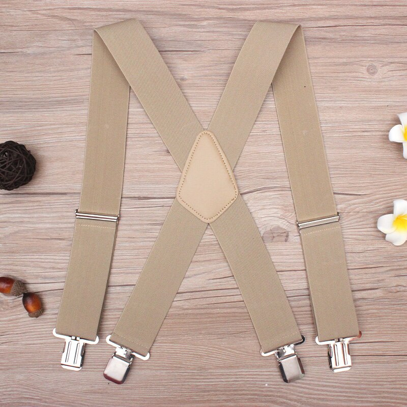 130 cm Plus size Bretels Voor zware Mannen Broek Met 4 Sterke Clips 5 cm Brede Bretels Met X -Back Broek Man Bretels Strap