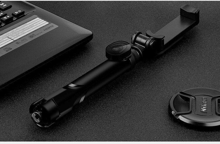 Palo de Selfie inalámbrico con Bluetooth, trípode Universal para iPhone, Samsung, Huawei, Xiaomi, teléfono móvil, obturador giratorio de 360 grados: Negro