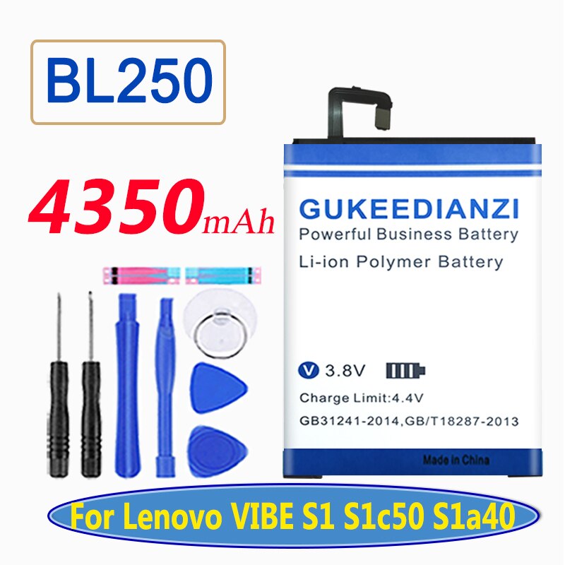 Batería BL250 para Lenovo VIBE S1, S1c50, S1, A40, VIBE Z, K910, s1a40, K6, X2, X2-TO, VIBE X, S960, vibración máxima, Z90, Vibe, K6: BL250