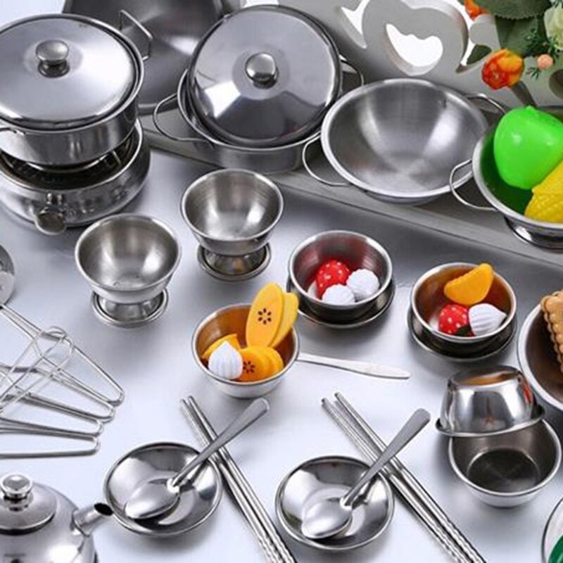 25pcs Stainless Steel Kitchen Cooking Utensils Mini Tools Play House