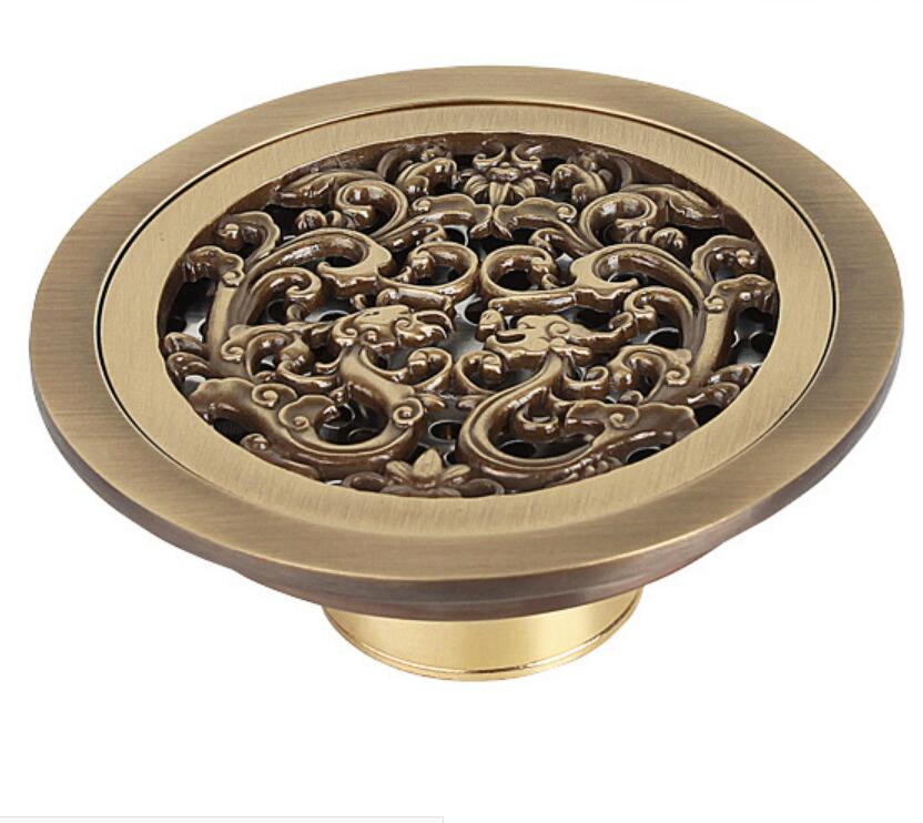 Vidange de sol en laiton Antique | 10cm Euro de sol de douche, déodorant de salle de bains, rond Euro couvercle de passoire de sol, grille de déchet: SMT044-B