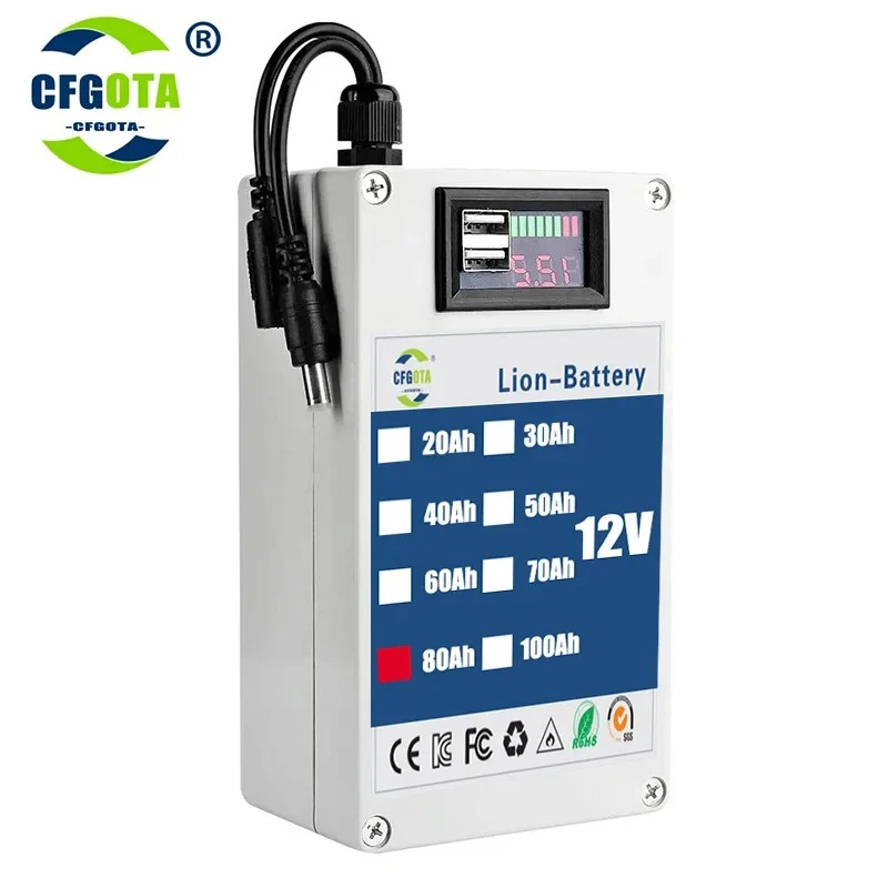 DC 12V 100Ah Lithium-ion Rechargeable Battery Is A Large Capacity and Multi-purpose Rechargeable Battery Power Bank